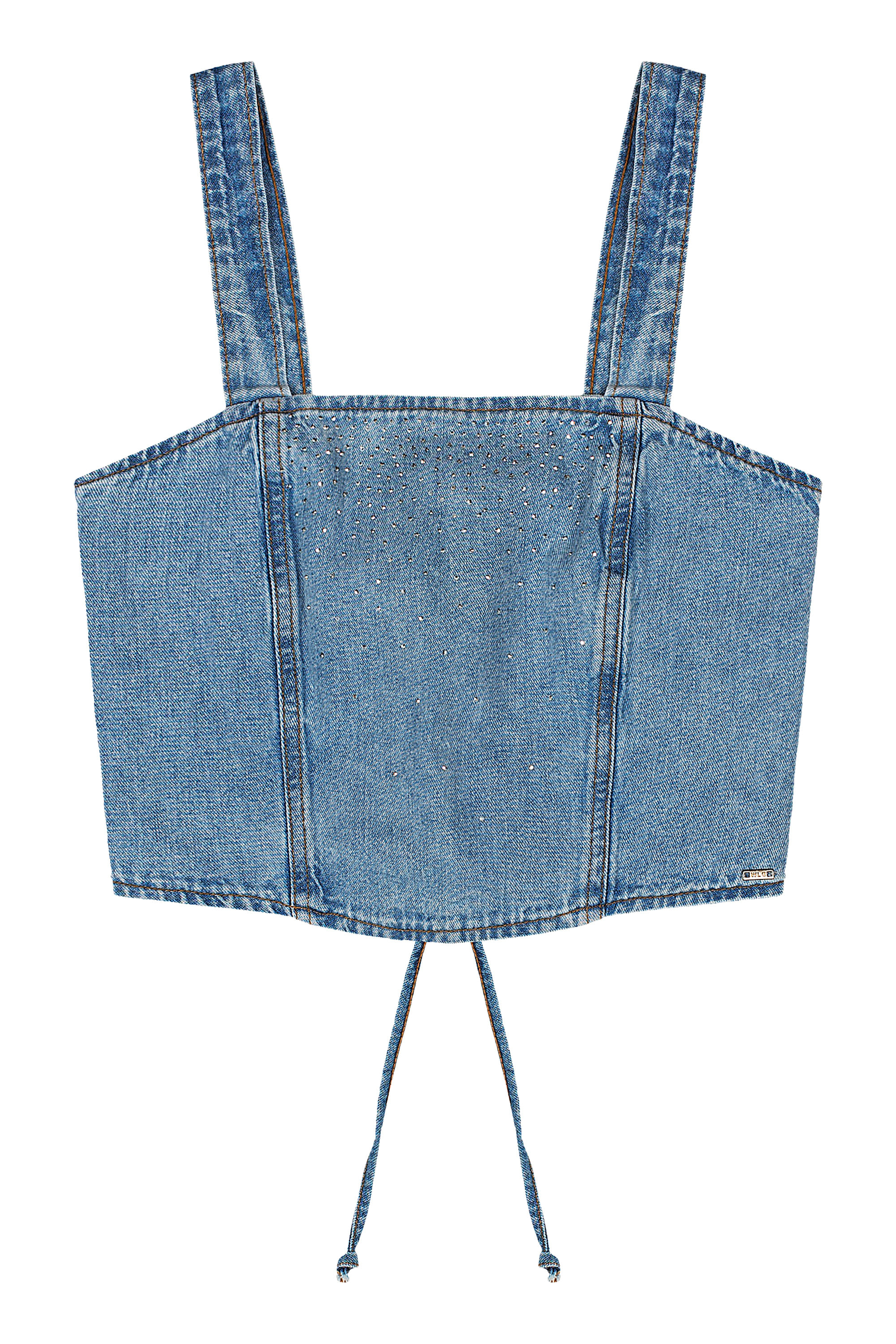 Top Jeans Juvenil com Strass para Menina (Azul) Gloss - Imagem 2